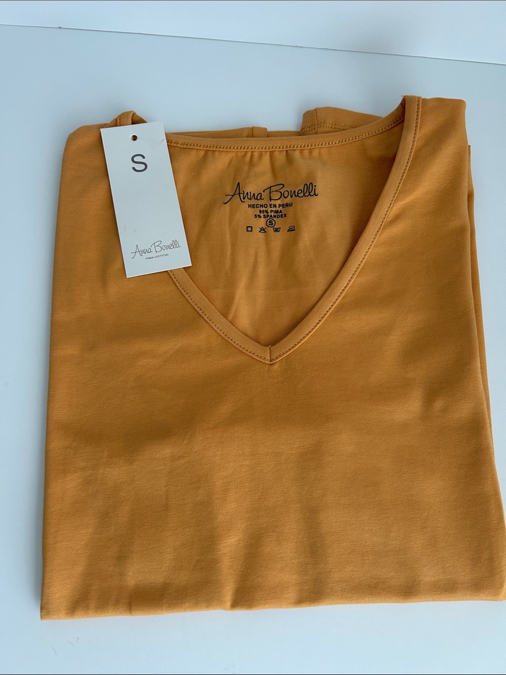Peruvian Pima Cotton Women’s V-Neck T-Shirt - Mustard color